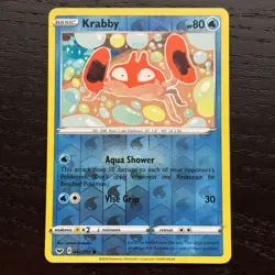 Krabby 042/202 Pokemon Sword & Shield Base Set Reverse Holo Common Card NM - Image 1