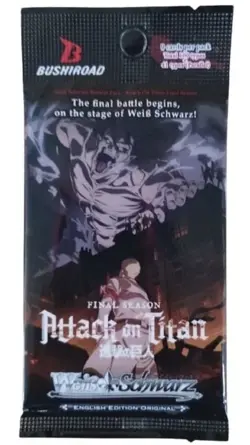 ONE Unopened 9 Card Booster Pack Weiss Schwarz Attack on Titan Final Season TCG - Image 1