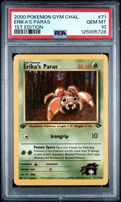 2000 POKEMON GYM CHALLENGE 1ST EDition #71 ERIKA'S PARAS PSA 10 - Image 1