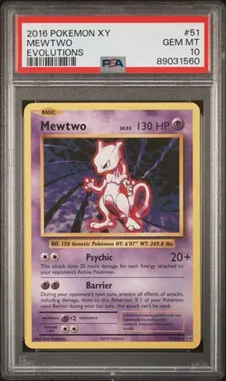 2016 POKEMON XY EVOLUTIONS #51 MEWTWO PSA 10 - Image 2