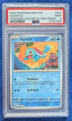Squirtle Pokemon Center Exclusive Stamped Promo 007/165 - PSA 9 - 151 - Image 1