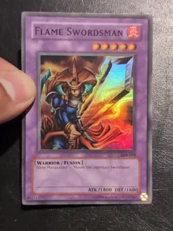 Yu-Gi-Oh SUPER RARE HOLO CARD FLAME SWORDSMAN LOB-003 1996 VINTAGE PRINT NM/VLP - Image 3