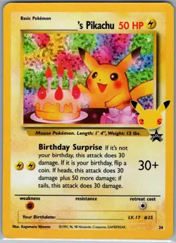Birthday Pikachu 24 Celebrations: Classic Collection - Pokemon Card - NM - Image 1