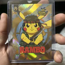 Rambo (Pikachu) #E25 - Gold Holo Box Hit Electric Pikachu Cosplay - Pokemon - Image 1