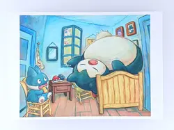 Snorlax Munchlax Pokemon × Van Gogh Museum Postcard 2023 From Japan F/S - Image 1