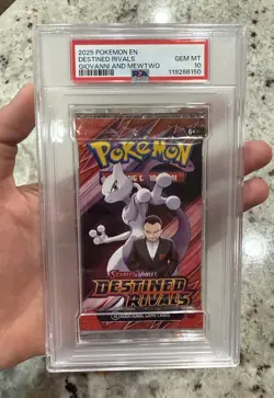 PSA 10 Destined Rivals Giovanni And Mewtwo Graded Pokemon Booster Pack 2025 - Image 1