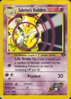 Sabrina's Kadabra 58/132 Unlimited Gym Challenge Pokemon Card MP - Image 1