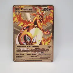 Pokemon Charizard DX 52/100 Gold Metal Pokemon Card Max Wildfire HP500 - Image 1