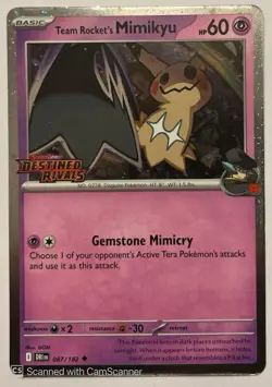 Pokemon TCG Team Rockets Mimikyu Stamped Card #087/182 - Image 1