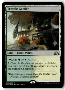 MTG Foil Temple Garden - Promo Pack Moderately Played English - Image 1