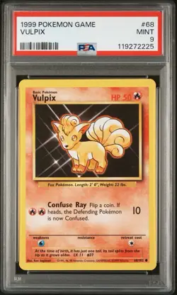 PSA 9 - Vulpix 68/102 Base Set Common Pokemon TCG 1999 Unlimited - Image 1