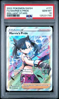 PSA 10 MARNIE'S PRIDE 171/172 FULL ART BRILLIANT STARS POKEMON 😍 - Image 1