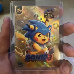 Sonic 3 (Pikachu) #E32 - Gold Holo Box Hit Electric Pikachu Cosplay - Pokemon - Image 1