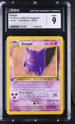 CGC 9 MINT Gengar Portuguese Fossil 1st Edition 20/62 Non Holo Rare Pokemon Card - Image 1