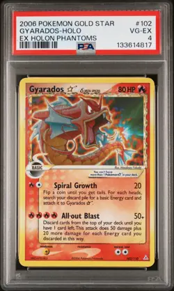 PSA 4 VG-EX Gyarados Gold Star 2006 EX Holon Phantoms 102/110 Holo Pokemon Card - Image 1