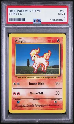 PSA 9 - Ponyta 60/102 Base Set Common Pokemon Card 1999 Unlimited - Image 1