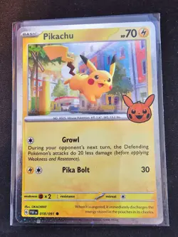 Pikachu 18/91 Stamped - Cosmos Holo Trick or Trade 2024 - Pokemon TCG - (NM) - Image 1