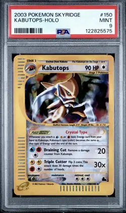 PSA 9 **New Cert** Pokemon Crystal Kabutops 150/144 Skyridge Holo - Image 1