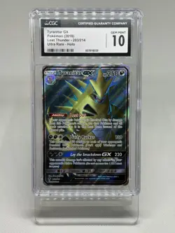 Pokemon Sun & Moon Lost Thunder Tyranitar GX Ultra Rare Full Art 203/214 CGC 10 - Image 1