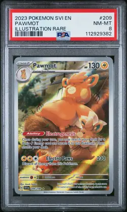 2023 POKEMON SVI EN-SCARLET & VIOLET ILLUSTRATION RARE #209 PAWMOT PSA 8 - Image 1
