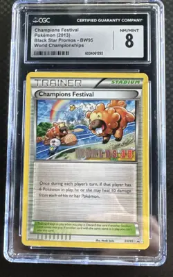 2013 POKEMON BLACK STAR PROMOS - WORLD CHAMPS #BW95 CHAMPIONS FESTIVAL CGC 8 - Image 1