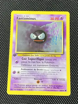 Pokemon Card - Gastly Fantominus 50/102 1st Edition French Base Set Common - Image 1