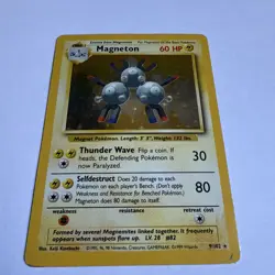 Pokemon TCG Magneton Base Set Holo Unlimited Rare Card 9/102 Moderate Played - Image 2