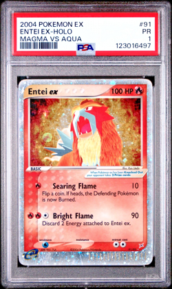 PSA 1 PR 2004 Pokemon EX Team Magma vs Team Aqua Entei EX Holo Foil 91/95 - Image 1