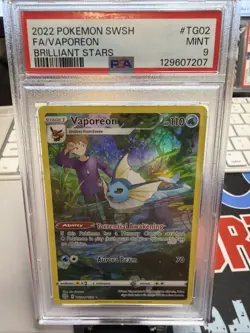 Pokemon Vaporeon #TG02 Trainer Gallery Full Art Holo Brilliant Stars PSA 9 Mint - Image 1