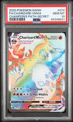 2020 Pokemon Charizard VMAX #74 Champion’s Path PSA 10 GEM MINT - Image 1