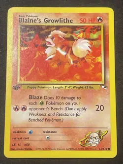 2000 Pokemon 1st Edition Blaine's Growlithe 62/132 Gym Challenge WoTC TCG - Image 1