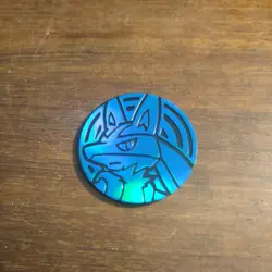 Blue Lucario Pokemon Coin/Token/Pog, Pokemon TCG Cosmic Eclipse Flipping Coin - Image 1