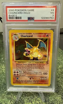 2000 Pokemon | Charizard 4/130 Base Set 2 Holo Vintage PSA 3 - Image 1
