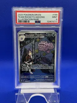 Pokemon TCG Team Rockets Weezing Destined Rivals 199/182 PSA 9 Mint Full Art - Image 1