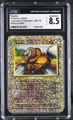 CGC 8.5 Tauros 2002 Legendary Collection 65/110 Reverse Holo Pokemon Card - Image 1