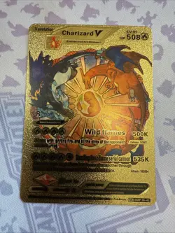 Pokemon Charizard V Evolution 508HP Gold Foil Fan Art Card SMP 26-43 V2 - Image 1