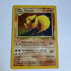 Pokemon Jungle Flareon 3/64 Holo Rare Card Bundle (Heavy Play) - Image 1