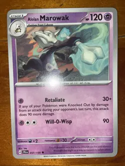Pokemon TCG Alolan Marowak Card Journey Together 2025 057/159 NM 2025 Non Holo - Image 1