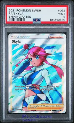Pokemon Card PSA 9 Skyla Shining Fates 072/072 Sword & Shield Full Art Rare 2021 - Image 1