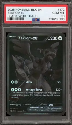 Pokemon Zekrom ex Black Bolt Black White Rare #172 PSA 10 Gem Mint - Image 1