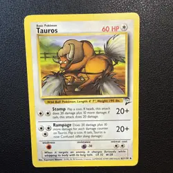 Pokemon Tauros Base Set 2 62/130 MP - Image 1