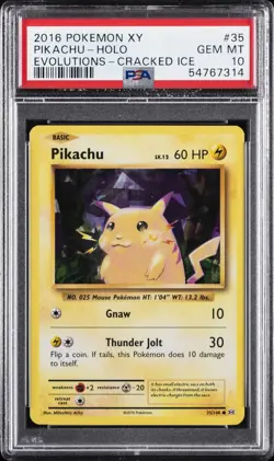 2016 POKEMON XY EVOLUTIONS CRACKED ICE #35 PIKACHU-HOLO PSA 10 - Image 1