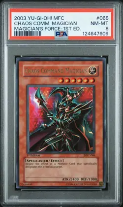 2003 Yu-Gi-Oh! Chaos Command Magician Magician’s Force MFC 1st Ed Ultra PSA 8 - Image 1