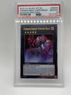 Crimson Knight Vampire Bram PSA 10 Gem Mint 💎 SHSP-EN054 Ultra Rare 1st Yugioh - Image 1