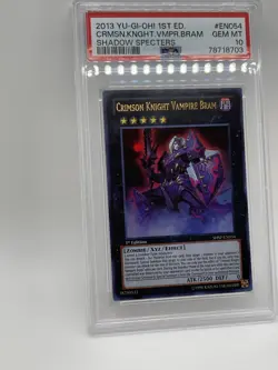 Crimson Knight Vampire Bram PSA 10 Gem Mint 💎 SHSP-EN054 Ultra Rare 1st Yugioh - Image 4