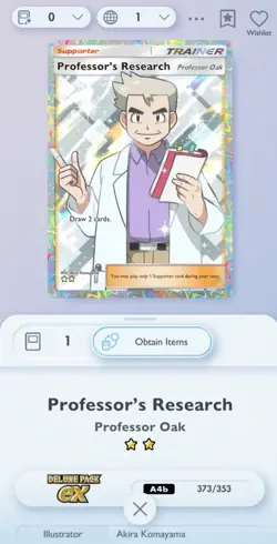 Professor's Research (EN) - Full Art - Professor Oak - Pokemon TCG Pocket PTCGP - Image 1