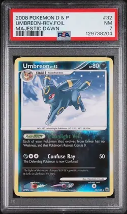 2008 POKEMON DIAMOND & PEARL MAJESTIC DAWN #32 UMBREON-REVERSE FOIL PSA 7 - Image 1