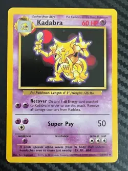 Pokemon TCG Kadabra Base Set 32/102 Regular Unlimited Uncommon LP - Image 1