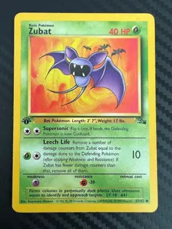Pokemon TCG Zubat 57/62 Fossil 1st Edition Common LP - Image 1