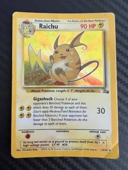 Pokemon TCG Raichu Fossil 14/62 Holo Unlimited Holo Rare HP/DMG - Image 1